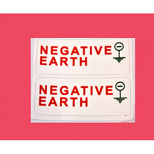 Negative Earth  Engine Bay Warning Sticker   Vinyl  Sticker  (Sold as pair)  BBIT01