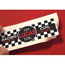 Lucas 12 V Racing Coil Sticker  75mm x 25mm  BBIT09