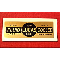 Lucas 12V Coil Fluid Cooled  - 80mm x 28mm  Vinyl Sticker   BBIT10