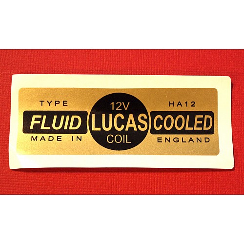 Lucas 12V Coil Fluid Cooled  - 80mm x 28mm  Vinyl Sticker   BBIT10