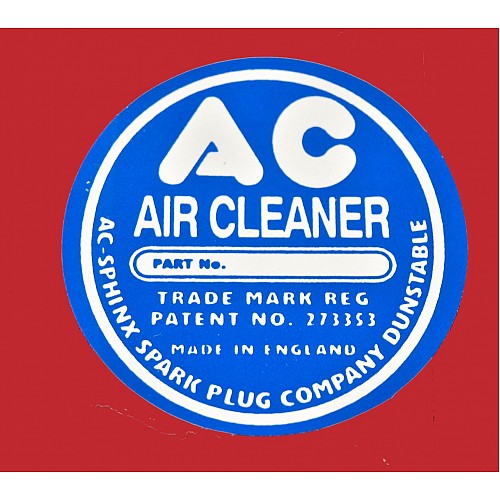 AC Branded Air Filter Box Label   - Vinyl Sticker ( 38mm Diameter)   CRST187