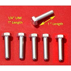 1/4" UNF Hex Head Set Screw or Bolt. 1" Long. ( Sold as a set of 6 )  GHF101-SetA