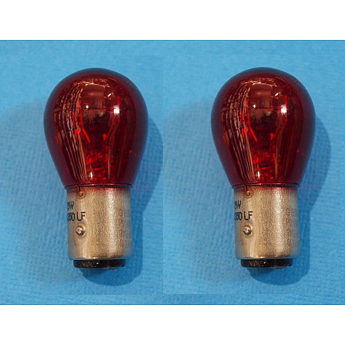 Lucas RED Brake & Tail Light Bulb LLB380 12v 21/5w (Double Filament)  Sold as a Pair  GLB380RED-SetA