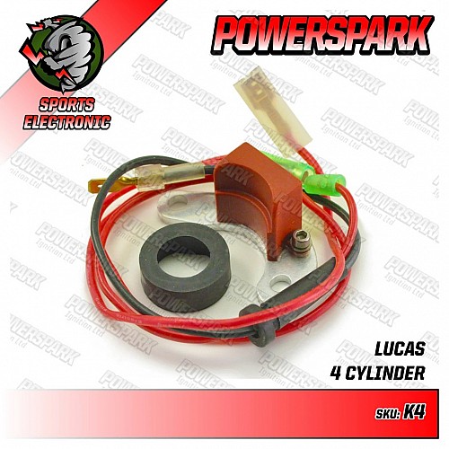 POWERSPARK Electronic Ignition Lucas 4 cylinder Lucas 43d4, 45d4 & 59d4 Distributor.  K4-Powerspark