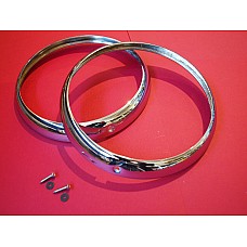 Morris Minor & Classic  Mini  Chrome on Brass Headlamp Trim Rings (Sold as a pair)   17H5143-SetA