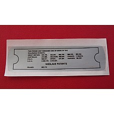 Weslake Patent Adhesive Foil Sticker  ST137