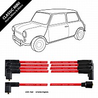 Powerspark HT Ignition Lead Set 4 Cylinder Classic Mini  Metro & Morris Minor 8mm  L022-Red