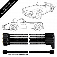 Powerspark HT Ignition Lead Set 6 Cylinder Triumph MG Austin Healey 8mm Double Silicone  L62-Black