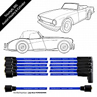 Powerspark HT Ignition Lead Set 6 Cylinder Triumph MG Austin Healey 8mm Double Silicone  L62-Blue