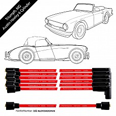 Powerspark HT Ignition Lead Set 6 Cylinder Triumph MG Austin Healey 8mm Double Silicone  L62-Red