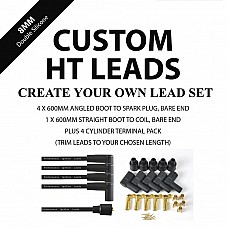 Powerspark HT Ignition Lead Set Set of 4 Cylinder HT Leads, Angled Spark Plug Terminals with Bare Ends & Terminal Pack   L7Term-Black