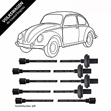 Powerspark HT Ignition Lead Set 4 Cylinder 8mm VW Air Cooled 1100cc to 1600cc HT Leads 8mm Double Silicone L17-Black