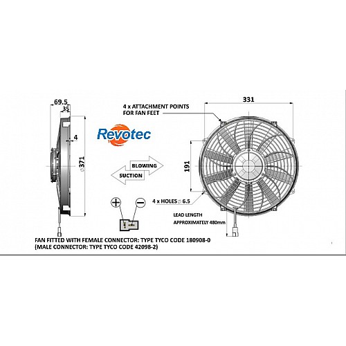 Revotec Comex High Power Fan - 14in (350mm) Puller-Suction-FAN0423HP