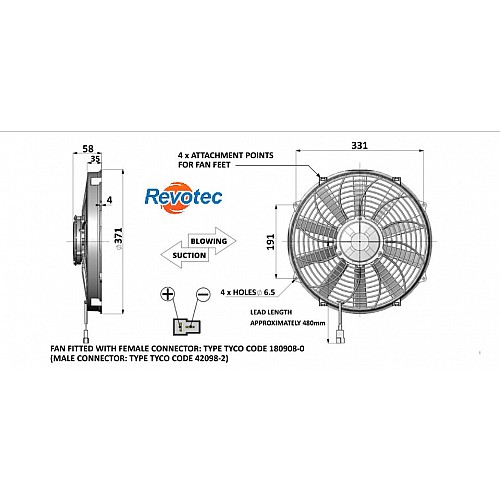 Revotec Comex Slimline Fan - 14in (350mm) Puller-Suction-FAN0434