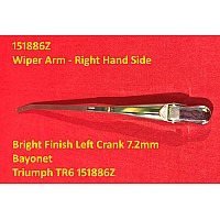 Wiper Arm - Right Hand Side - Bright Finish Left Crank 7.2mm Bayonet  Triumph TR6 151886Z