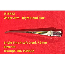 Wiper Arm - Right Hand Side - Bright Finish Left Crank 7.2mm Bayonet  Triumph TR6 151886Z