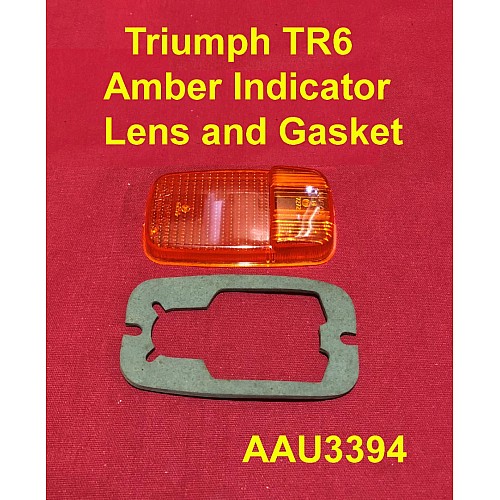 Triumph TR6 Amber Indicator Lens and Gasket - AAU3394