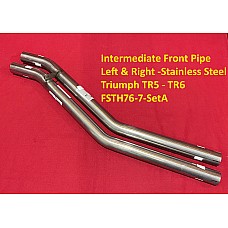 Exhaust Pipe Section - Intermediate Front Pipe - Left & Right -Stainless Steel - Triumph TR5 - TR6  FSTH76-7-SetA
