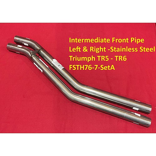 Exhaust Pipe Section - Intermediate Front Pipe -Stainless Steel - Triumph TR6 Left & Right   FSTH76-7-SetA