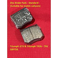 Disc Brake Pads - Standard -  (Suitable for metric calipers)  Triumph GT6 & Triumph TR3b - TR6   GBP216