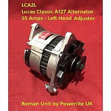 Lucas Classic A127 Alternator 55 Amps - Left Hand Adjuster  - Reman Unit by Powerlite UK    LCA2L