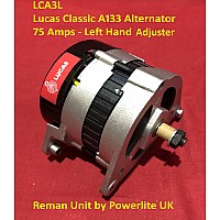 Lucas Classic A133 Alternator 75 Amps - Left Hand Adjuster - Jaguar Reman Unit by Powerlite UK    LCA3L
