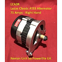 Lucas Classic A133 Alternator 75 Amps - Right Hand Adjuster  - Jaguar Reman Unit by Powerlite UK    LCA3R