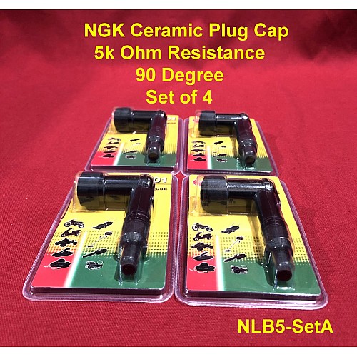 NGK Ceramic Plug Cap  90 Degree. 5k Ohm Resistance.     NLB5-Set4