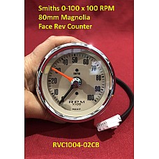 Smiths Gauges - Tachometer Programmable Tachometer  0-100 x 100 RPM Magnolia Face  80mm Rev Counter  SIB122MG