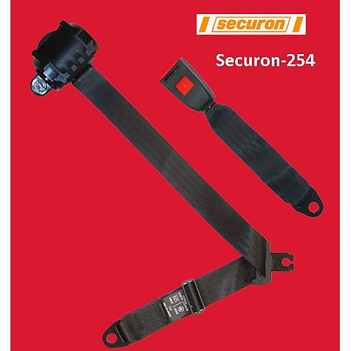 Securon Inertia Reel Rear Seat Belt and Anchor  Black (Adjustable Reel )     Securon-254