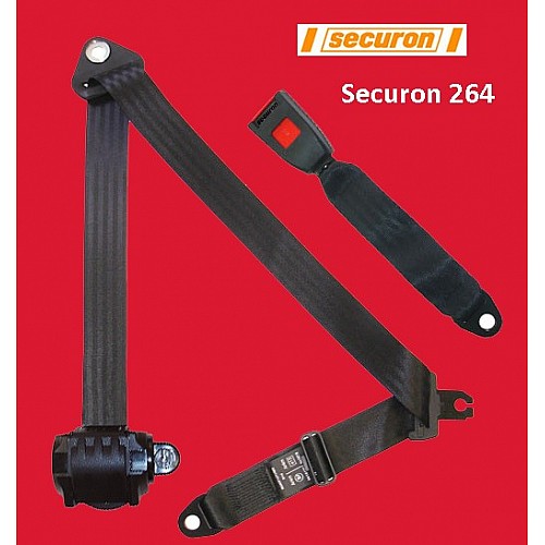 Securon Inertia Reel Rear Seat Belt and Anchor  Black (Adjustable Reel )     Securon-264