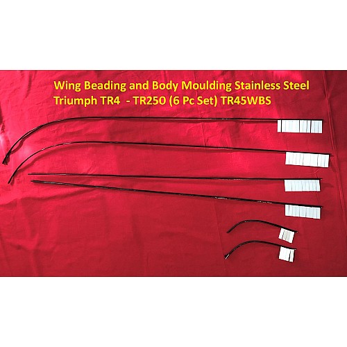 Wing Beading and Body Moulding Stainless Steel  Triumph TR4  - TR250  (6 Pc Set)  TR45WBS