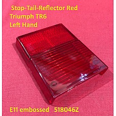 Lens Assembly - Stop-Tail-Reflector Red  Triumph TR6  Left Hand  E11 embossed   518046Z