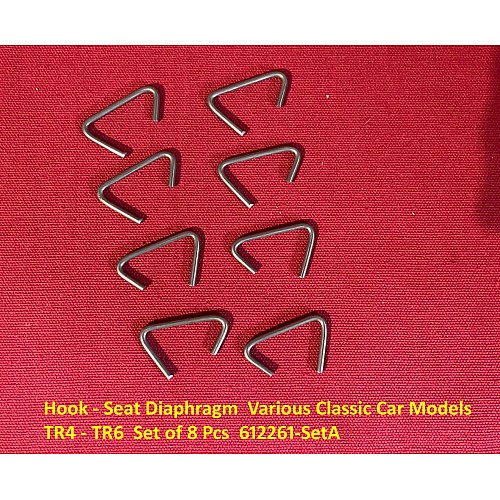 Hook - Seat Diaphragm  Various Classic Car Models  Inc Triumph  Set of 8 Pcs  612261-SetA