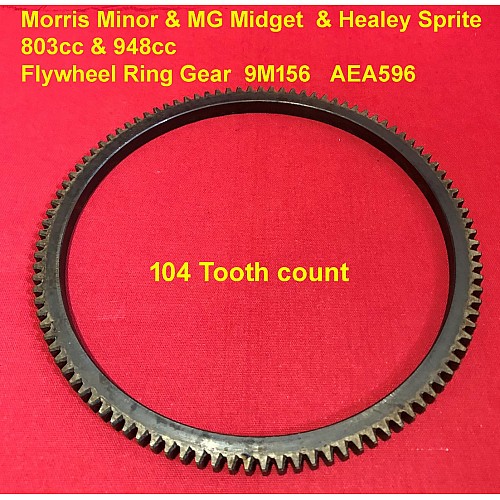 Morris Minor & MG Midget  & Healey Sprite 803cc & 948cc Flywheel Ring Gear  9M156   AEA596