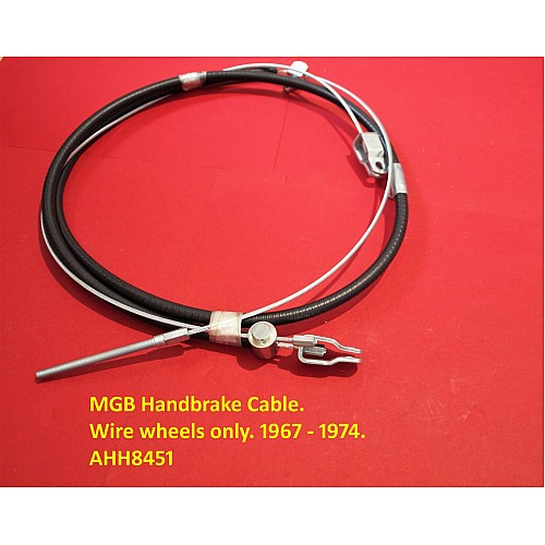 MGB Handbrake Cable. Wire Wheels only. Tube Axle 1967 - 1974. AHH8451