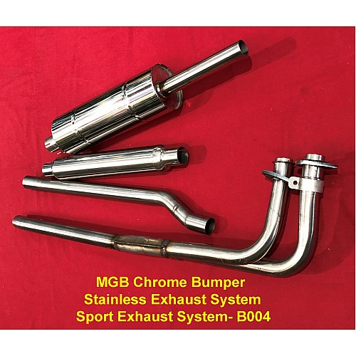 MGB Exhaust System Stainless Steel - Sport - Chrome Bumper Cars  B004