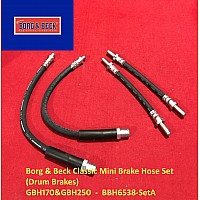 Borg & Beck Classic Mini Brake Hose Set  (Drum Brakes) GBH170&GBH250  -  BBH6538-SetA 