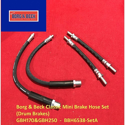 Borg & Beck Classic Mini Brake Hose Set  (Drum Brakes) GBH170&GBH250  -  BBH6538-SetA