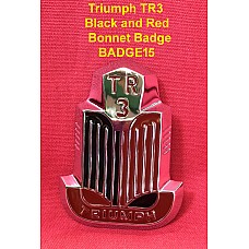 Triumph TR3 Black and Red Enameled Bonnet Badge - BADGE15