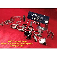 MGB Exhaust System Fitting Kit - Chrome Bumper - Double S Stainless Steel Exhaust System Fitting Kit-C101