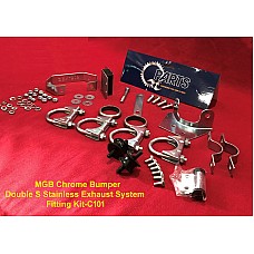 MGB Exhaust System Fitting Kit - Chrome Bumper - Double S Stainless Steel Exhaust System Fitting Kit-C101