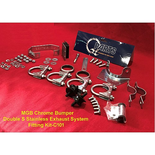 MGB Exhaust System Fitting Kit - Chrome Bumper - Double S Stainless Steel Exhaust System Fitting Kit-C101