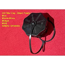 Oil Filler Cap - Black Plastic Mini Morris Minor Midget MGB 10M212  GFE6003