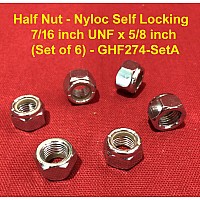 Half Nut - Nyloc Self Locking - 7/16 inch UNF x 5/8 inch (Set of 6) - GHF274-SetA