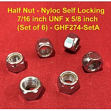 Half Nut - Nyloc Self Locking - 7/16 inch UNF x 5/8 inch (Set of 6) - GHF274-SetA