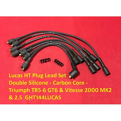 Lucas HT Plug Lead Set  Double Silicone - Carbon Core - Triumph TR5-6 GT6 & Vitesse 2000 MK2  & 2.5  GHT144LUCAS