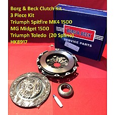Borg & Beck Clutch Kit - 3 Piece Kit   Triumph Spitfire MK4 1500 MG Midget 1500 Triumph Toledo  (20 Spline)    HK8917