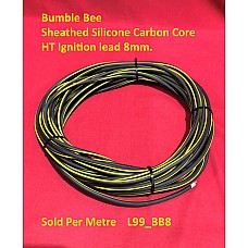 Bumble Bee Sheathed Silicone Carbon Core HT Ignition lead 8mm.  Sold Per Metre.  L99PM_BB8