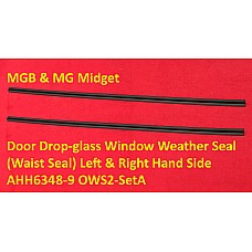 MGB & MG Midget Door Drop-glass Window Weather Seal (Waist Seal) Left & Right Hand Side AHH6348-9 OWS2-SetA
